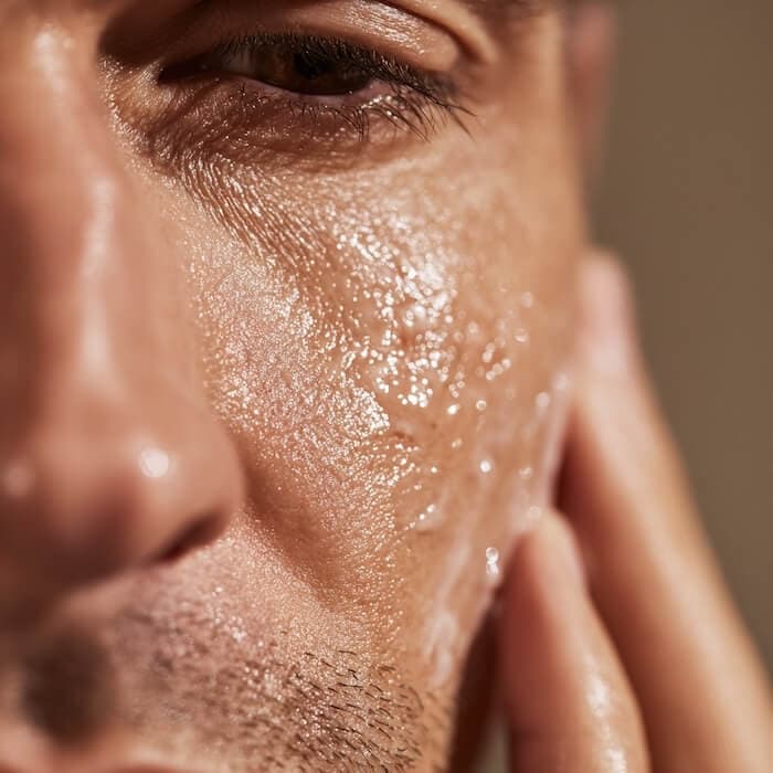 Macro close-up of skin texture showing the even tone a vitamin c face serum aims to support