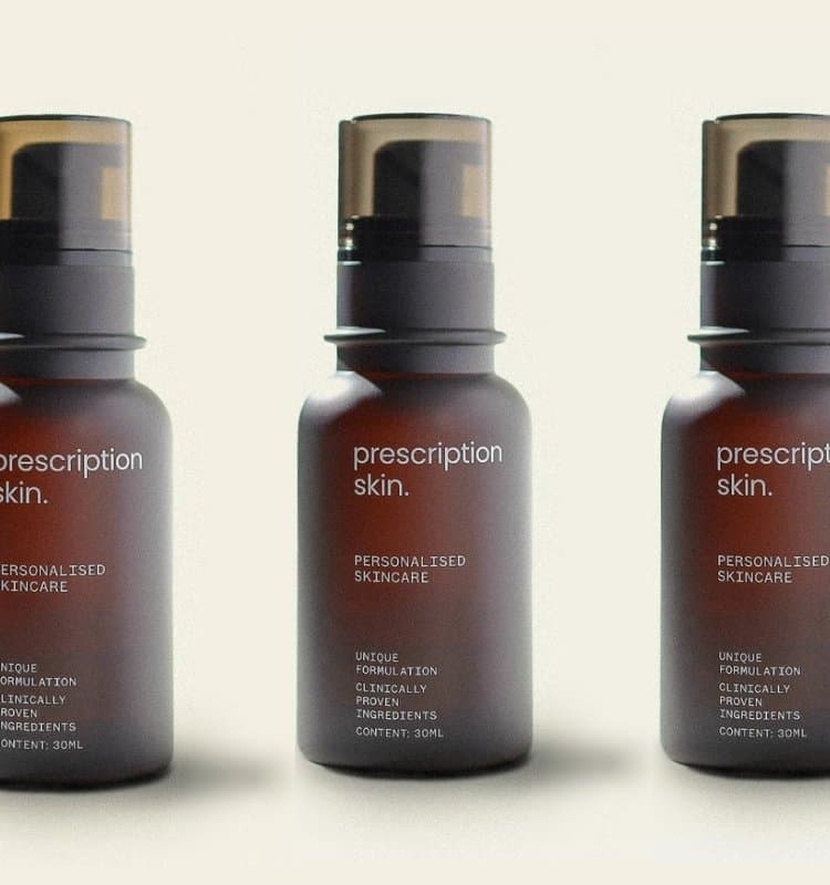 Three Prescription Skin personalised skincare bottles