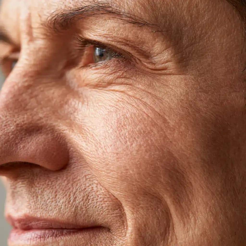 Macro close-up of skin showing fine lines and mild laxity, relevant to skin tightening treatment