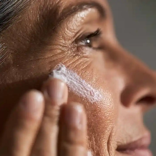 Close up of hydrated skin texture showing healthy moisture barrier