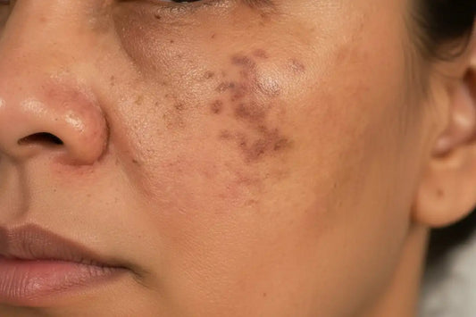 Informational graphic explaining hydroquinone use and exogenous ochronosis risk for Australian patients