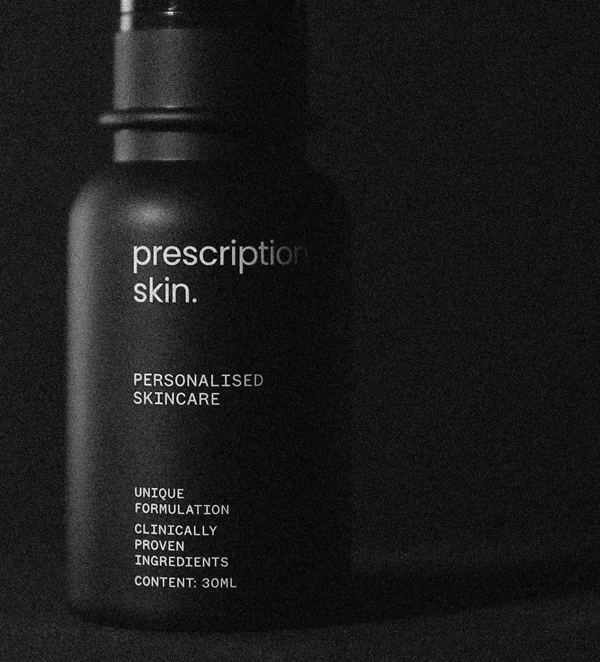 Doctor-prescribed skincare bottle on neutral bathroom counter